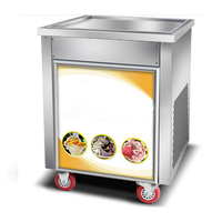 Machine à glace roulée commerciale Megaplant 110V/220V en acier inoxydable à plaque froide carrée unique pour hôtels et usage professionnel (neige glacée)