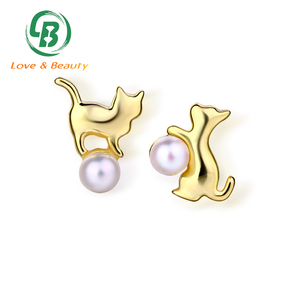 Gioielli con animali alla moda <span class=keywords><strong>orecchini</strong></span> <span class=keywords><strong>asimmetrici</strong></span> con perla d'acqua dolce in <span class=keywords><strong>argento</strong></span> 925 - Product Image 2