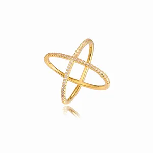 Keiyue 2024 Fashion pakistani eternity X cross ring gold plated jewelry for women rings wholesale