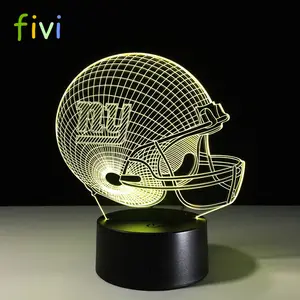 NY New York Giants Team Logo 3D Lights Football Helmet Table Desk Lamp Colorful Acrylic USB LED Night Light Child Christmas Gift