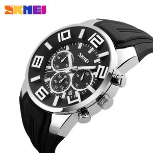 Skmei 9128 <span class=keywords><strong>orologi</strong></span> sportivi da uomo Fashion Date Large 3D Dial orologio al quarzo cronografo di lusso di marca in Silicone impermeabile - Product Image 1