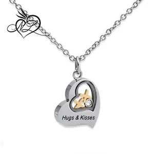 Stainless Steel Hugs and Kisses Shaker Pendant