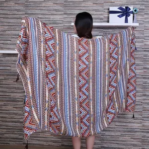 Viscose material classic design zig zag pattern printed shawls kimonos style fashion Aztecs scarf