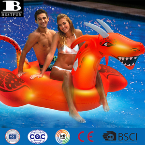 Dragon gonflable jumbo en vinyle orange personnalisé en usine sur flotteur chaise longue d'eau durable rider island - Product Image 5