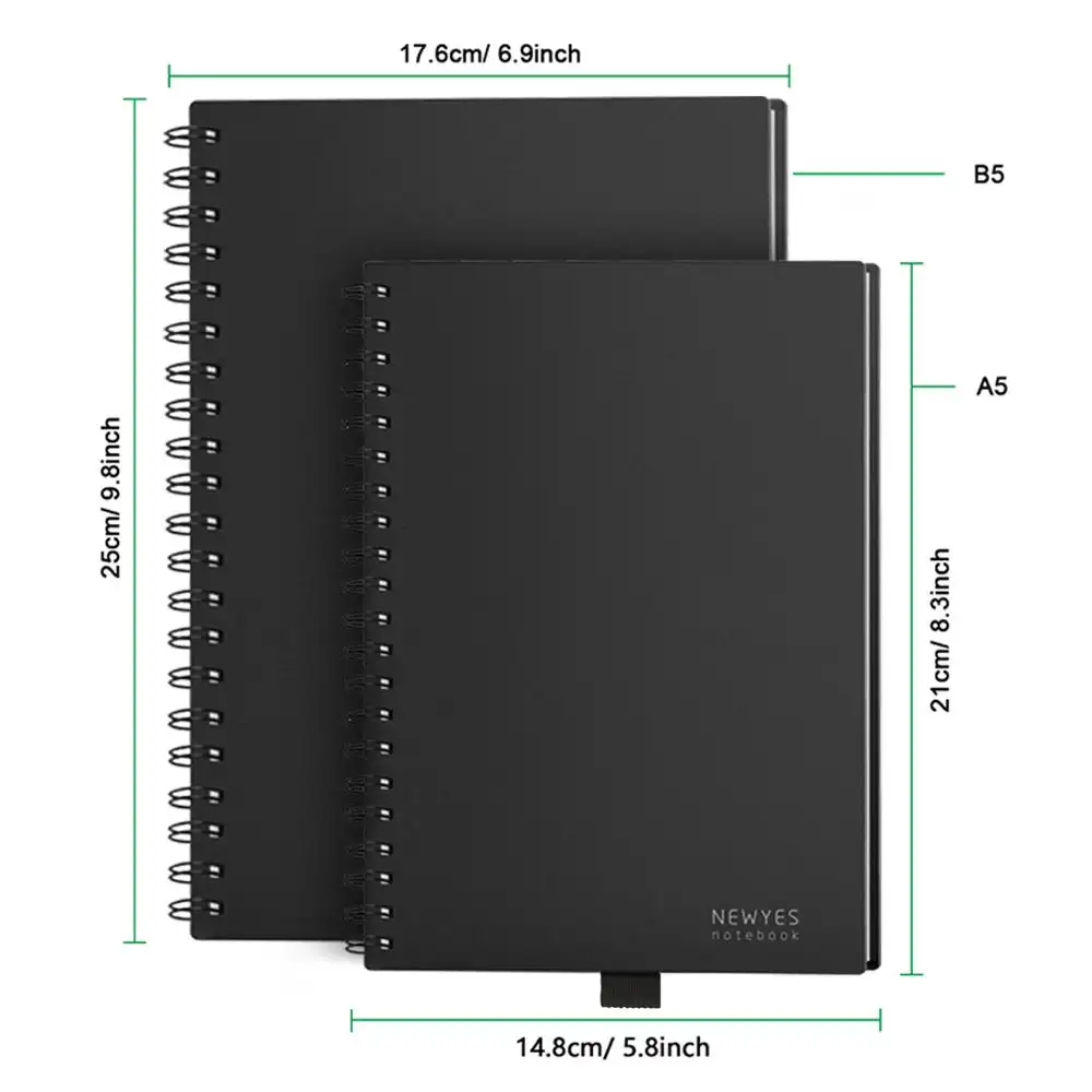 Newyes OEM B5 A5 Hardcover PP-Abdeckung Recyceltes Stein papier Wasserdichtes lösch bares Smart Reusable Notebook