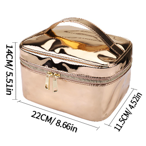 Bolsa de Maquillaje Cosmética Grande, Dorada, Transparente, de TPE, con Cierre de Cremallera y Asa, <span class=keywords><strong>para</strong></span> Viajes y Uso al Aire Libre - Product Image 4