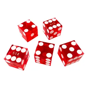 Yuanhe 19Mm Seriallized Rode Casino Dobbelstenen En Bijpassende Serienummers Set Van 5 19Mm Casino Dobbelstenen