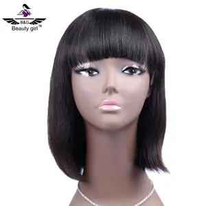 Vendor Rambut Mink Transparan Swiss Renda Gadis Brasil 100 Persen Wig Rambut Manusia Rambut Wig Lucu You Bang Chinese Bang