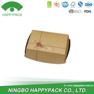 HAPPYPACK-fiambrera de papel kraft desechable con logotipo personalizado, caja para guardar comida, fiambrera, hamburguesa, muestras gratis - Product Image 5