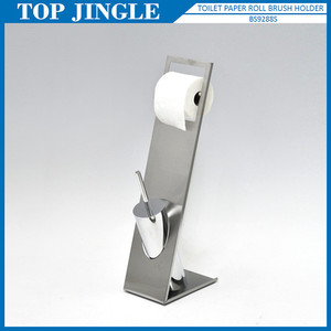 Juego sanitario de inodoro de metal clásico con soporte para rollo y cepillo - Product Image 3