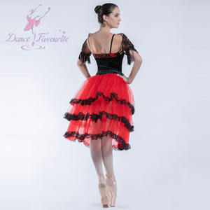 Vestido Español Rojo de Alta Calidad para Niñas y Mujeres, Tutú Largo de Ballet, Disfraz de Bailarina - Product Image 3