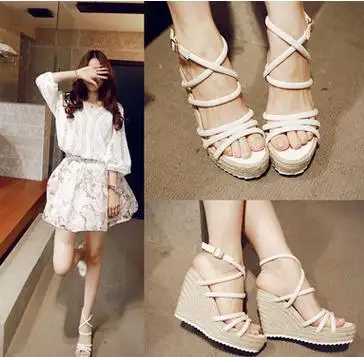 ¡Oferta! ¡OFERTA de compras en línea China! Calzado occidental con punta abierta, zapatos sexys de moda romana para mujer, zapatos wedege