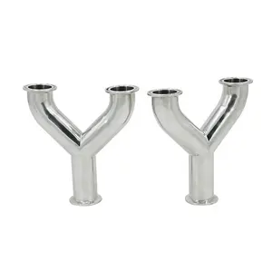 304 Stainless Steel Sanitary Y Elbow Type Tee Pipe Fittings With 45 Dergee Elbow