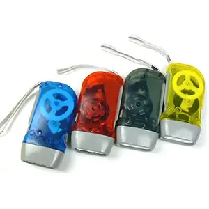 Hand-Powered Immediate Emergency No- Battery Required and Translucent Case 3 LED Hand Crank Flashlight