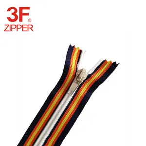 Custom Unique Multi-color Striped Tape Nyloln Zip for Apparel