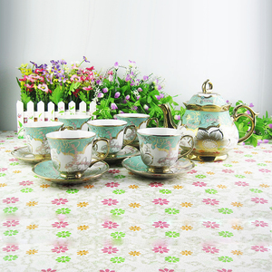 Hot Bán Độc Đáo 13 Cái Ấm Trà Gốm Đặt Với Kim Loại Đứng Vàng Hoa Sứ Gốm Coffee & Tea <span class=keywords><strong>Set</strong></span> - Product Image 4