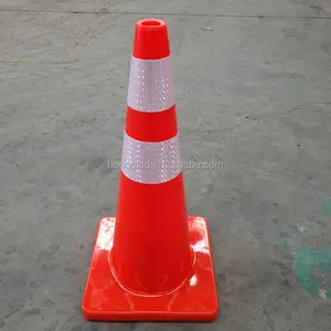 مخاريط طريق وقوف السيارات المرنة بلون برتقالي فلوري صلب 28" - Product Image 1