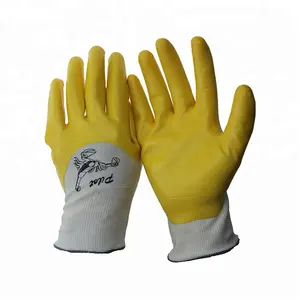 safety gloves nitrile yellow smooth nitrile coated garden gloves