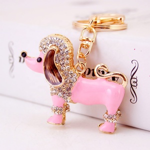 Poodle Dog Crystal Rhinestone Charm Purse Handbag Key Chain Holder Keyring Keychain Party Wedding Birthday Christmas Gift