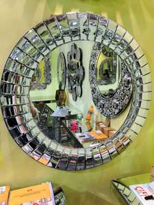 Miroir décoratif en verre et <span class=keywords><strong>bois</strong></span> de style <span class=keywords><strong>Art</strong></span> déco avec éclairage LED pour montage mural - Product Image 4