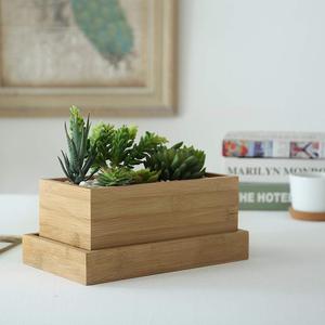 Jardinière rectangulaire en <span class=keywords><strong>bois</strong></span> <span class=keywords><strong>de</strong></span> bambou pour fenêtre <span class=keywords><strong>de</strong></span> cuisine <span class=keywords><strong>de</strong></span> style campagnard - Jardinière pour plantes succulentes, fleurs et herbes - Intérieur et extérieur - Product Image 5