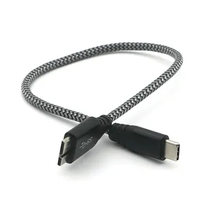 10pin usb 3.1 macho tipo c, usb-c macho para usb 3.0 micro b usb3.0 carregamento cabo de cobre trançado de nylon da ligação de dados