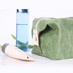 Tùy Chỉnh Người Đàn Ông Của Phong Cách Cổ Điển Sáp Vải Vệ Sinh Cá Nhân Túi Da Mỹ Phẩm Dopp Kit Rửa Túi - Product Image 5