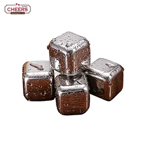 Cubos enfriadores de acero inoxidable, cubos de hielo reutilizables, piedras para whisky, para bebidas con pinzas de hielo y bandeja de almacenamiento de congelador para whisky