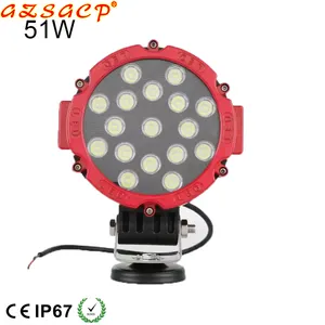 超亮点IP 67 12v 7英寸51w led工作灯4x4机器用圆形