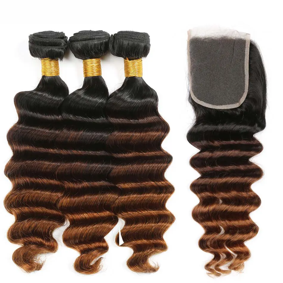 Cheap Price Human Hair Ombre Colors Bundles With Closure Deep Wave Hair Bundles For All Women