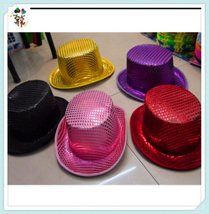 Sombreros de disfraz de fiesta para adultos, Sombreros con plumas, de fieltro, Color negro, barato, HPC-0257 - Product Image 5