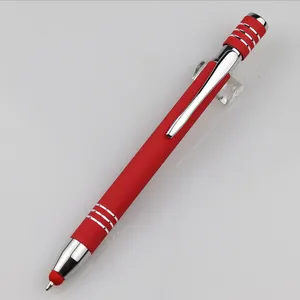2022 logo Customized various Color blue red green orange Metal Soft Rubber Coated Touch Screen Stylus Aluminium Ball Pen