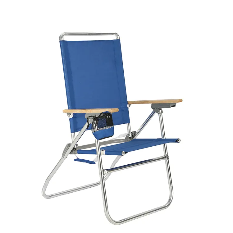 OEM 7 posición al aire libre de alta portátil plegable Silla de playa con brazos de madera