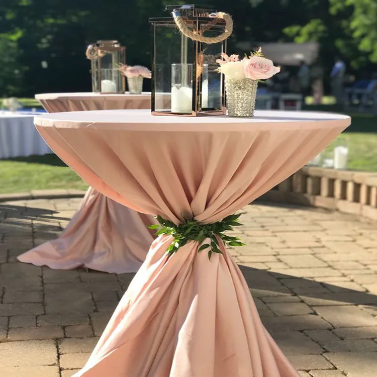 Outdoor Hochzeit dekorative Satin Tischdecke für High Bar Cocktail Tisch