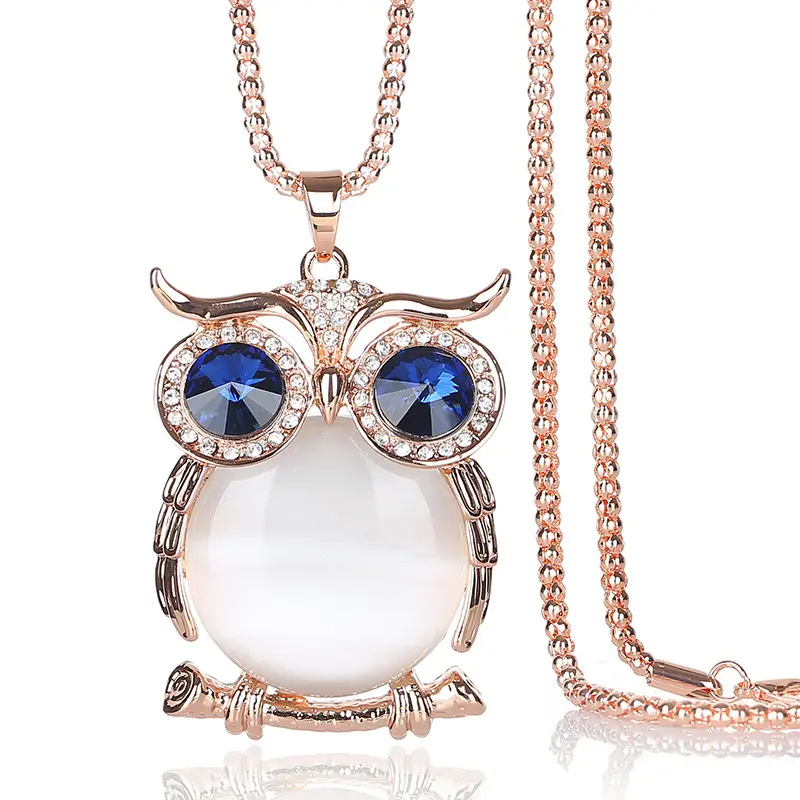 Sweater necklace new creative design bird jewelry wholesale personalized name necklace owl diamond women necklace