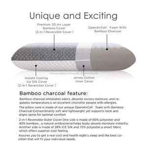 Hypoallergenic antimicrobial infundidas coal FOAM PILLOW's memoir from grass bamboo pillows - Product Image 2