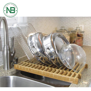 Porte-vaisselle en bambou, support de séchage plat multifonctionnel, comptoir de cuisine