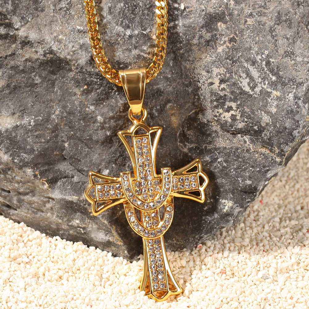 Collier croisé en acier inoxydable pour hommes, pe... – Grandado