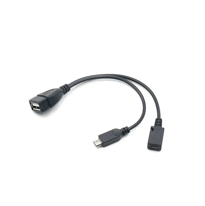 Adaptador conversor otg micro v8, cabo 20cm, adaptador usb otg com fonte de cabo de alimentação extra