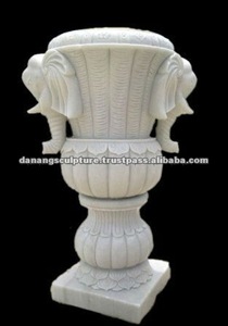 Éléphant élégant sculpture sur animal Design floral unique Taille personnalisée Marbre Grès Pot de jardin Utilisation extérieure occidentale Pierre de granit - Product Image 2
