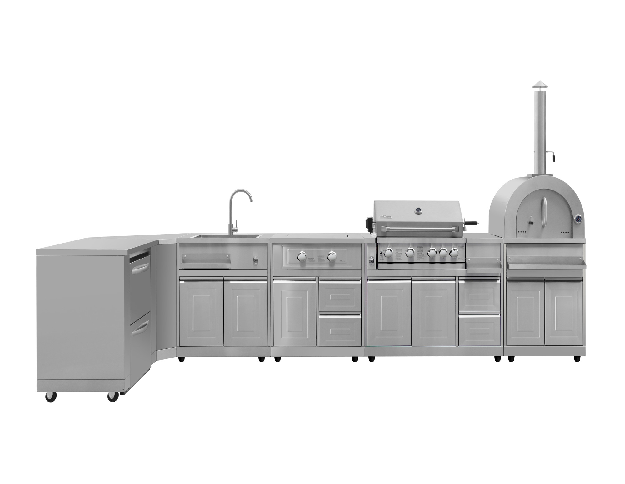 Полностью 304 нержавеющая сталь l-образная Оптовая модульная наружная кухня