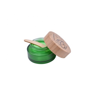 Tùy Chỉnh Phân Hủy Sinh Học Frosted Green Amber Màu Trắng Kín 30G 1Oz Kem Rỗng Mỹ Phẩm Thủy Tinh <span class=keywords><strong>Jar</strong></span> Với Tre Nắp - Product Image 5