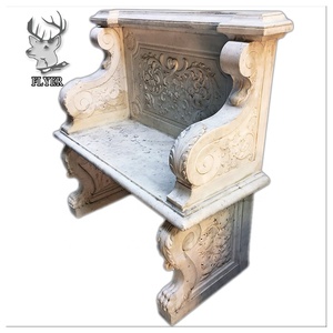 Decoración de estatua de jardín, Banco de <span class=keywords><strong>piedra</strong></span> de mármol blanco natural pulido con respaldo - Product Image 6