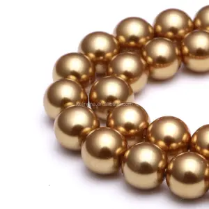 Top Quality Golden Color Glass Pearl Beads Loose Beads for Jewelry Making