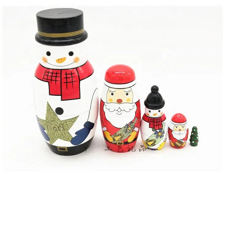 Por encargo de la Navidad de madera ruso Matryoshka muñeca conjunto