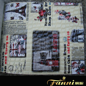 Newspaper estilo retrô couro falso tecido, bandeira dos eua impresso do jornal couro pvc impresso couro sintético - Product Image 4