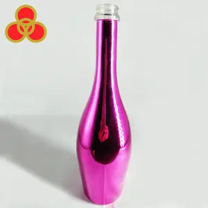 Wijn Glazen Fles Met Kurk Champagne 750Ml Roze Electroplated Vodka Likeur Glazen Fles Flint Glas Zeefdruk Luxe