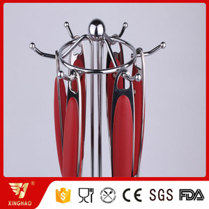 Ensemble d'ustensiles de cuisine écologiques à manche en silicone rouge 6 pièces avec support et boîte d'emballage de couleur - Product Image 3