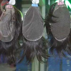 10 anni di Esperienza su Pezzi di Produzione di Massa di Fabbrica degli uomini Toupee Mens Parrucca Indiana Dei Capelli Umani