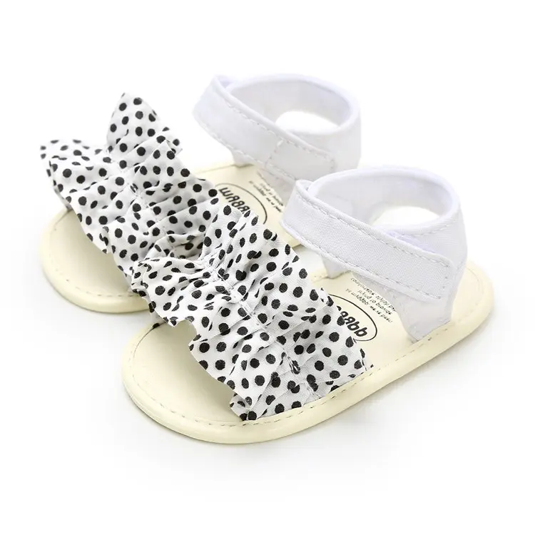 Hot neonate sandali calzature estive scarpe da neonato Bow Dot Lattice Pu suola morbida scarpe da bambino sandali da spiaggia